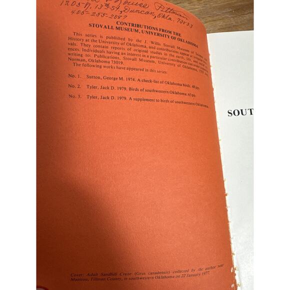 Birds of Southwestern Oklahoma Jack D. Tyler Oklahoma Stovall Museum 1979 Bio - Picture 5 of 8